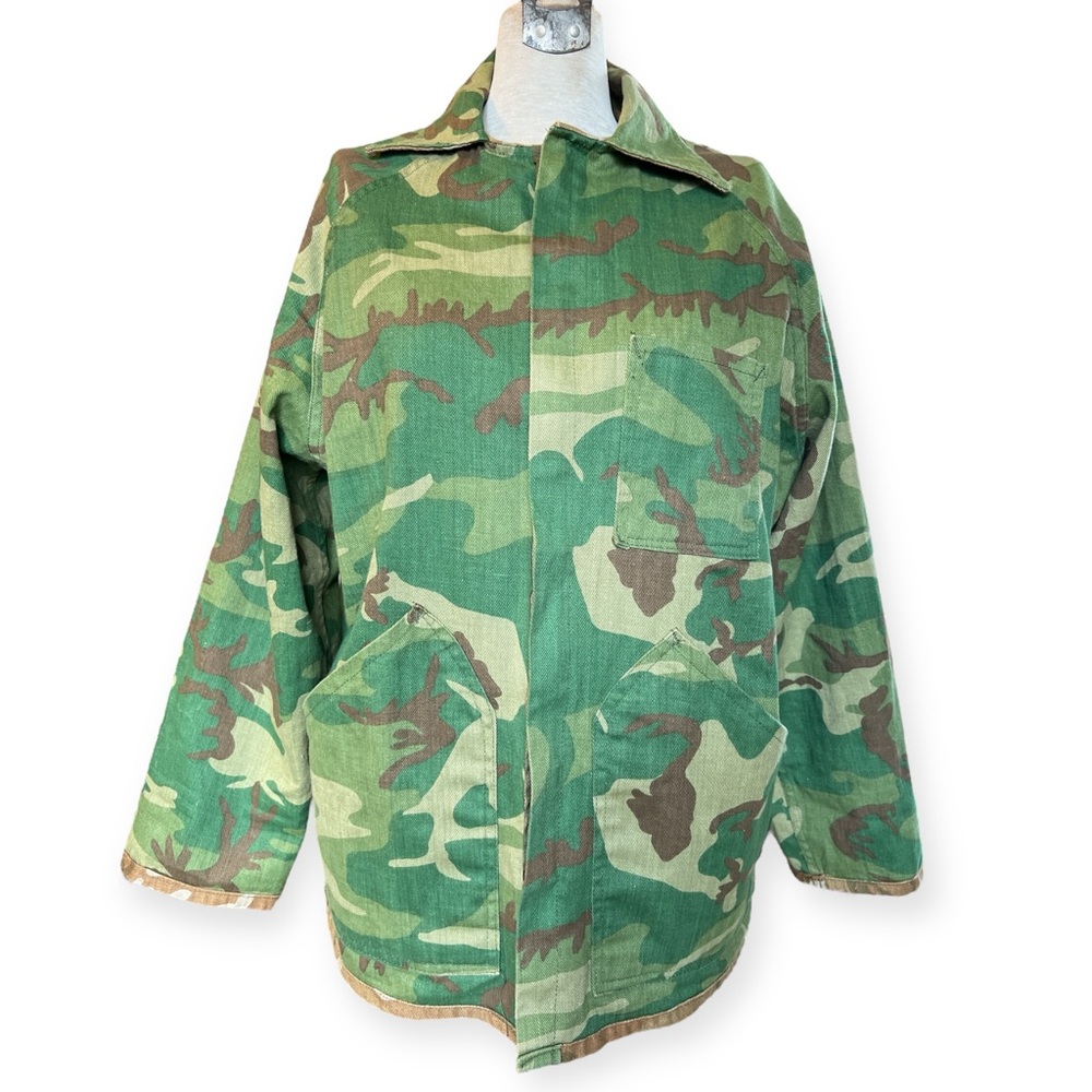 Vintage 80s Reversible Camouflage Ranger Jacket Green Brown